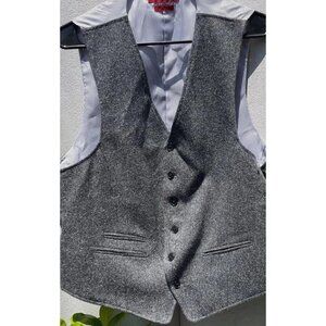 John Varvatos USA Black Gray Button Up Classic Suit Vest Men's Sz L